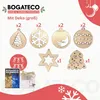 A collection of wooden Christmas ornaments and LED lights, presented as a product advertisement. Podgląd zdjęcia produktu