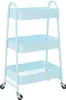 A light blue, three-tiered storage cart with wheels, shown against a white background. Podgląd zdjęcia produktu