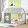 Kinderbett mit Lattenrost, 90x200 cm, Einzelbett, Hausbett Produktbild-Vorschau 1
