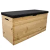 A wooden storage chest with a black cushion on top, shown against a white background. Anteprima dell’immagine prodotto
