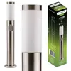 A product shot of a silver and white outdoor lamp and its packaging. Produktbild-Vorschau