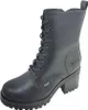 A studio shot of a black lace-up boot. Voir les images du produit