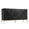 A black sideboard with gold geometric accents and gold legs, presented against a white background. Produktbild-Vorschau