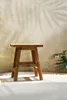 Tabouret bois de teck recyclé marron 39x30x47cm Voir les images du produit 2