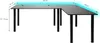 A black L-shaped desk with blue LED lighting. Produktbild-Vorschau