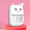 A cute, cat-themed mini printer is displayed on a pink background, sitting on a red pedestal. Anteprima dell’immagine prodotto