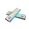 Two computer RAM modules are shown diagonally against a white background. The modules have a silver and white heat spreader with diagonal lines and RGB lighting along the top edge. Anteprima dell’immagine prodotto