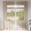 vidaXL Voile Rideaux avec œillets 2 pcs. Marron clair Voir les images du produit 2