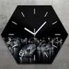Uhr hexagonal 40 cm Glas Geräuschlos weiße Zeiger - Produktbild-Vorschau 1