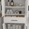 Badschrank Hochschrank Weiß stehend mit Schublade und Produktbild-Vorschau 5