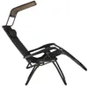 A black reclining garden chair with a brown canopy, shown against a white background. Produktbild-Vorschau