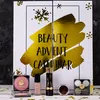 A beauty advent calendar in a book shape, with makeup products displayed in front of it. Produktbild-Vorschau