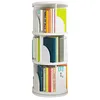 A white, three-tiered, rotating bookshelf filled with books. Produktbild-Vorschau