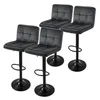 A set of four black bar stools with adjustable height and footrests, displayed against a white background. Podgląd zdjęcia produktu