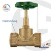 A brass valve with a green handle is shown against a light gray and white background. Text and logos are present on the image. Anteprima dell’immagine prodotto