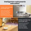 Collage showcasing a robotic vacuum cleaner with text overlays describing its features, alongside an image of it cleaning a floor. Podgląd zdjęcia produktu