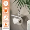 ECENCE Toilettenpapierhalter mit Ablage ohne Bohren Chrom Produktbild-Vorschau 2