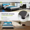 A collage of images showcasing a bed with LED lighting, highlighting its stability and design. Náhled obrázku produktu