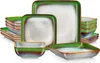 A set of square ceramic dishes with a gradient green, white, and brown glaze. Náhled obrázku produktu