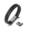 SERASAR - Bracelet en cuir pour homme [Double] en acier Voir les images du produit 1