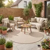 In & Outdoor Teppich Flachgewebe Oslo Beige Creme Karo Produktbild-Vorschau 2