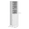 A white tall cabinet with dimensions indicated by text overlays. Produktbild-Vorschau
