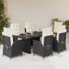 vidaXL 7-tlg. Garten-Essgruppe mit Kissen Schwarz Poly Produktbild-Vorschau 2