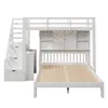 A white bunk bed with stairs, a desk, and storage shelves. Náhled obrázku produktu