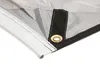 Close-up view of the corner of a tarp or awning, showing stitching, a black binding, and a metal grommet. Náhled obrázku produktu