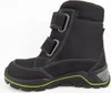 A black boy's boot with velcro straps and a green accent on the sole, shown against a white background. Produktbild-Vorschau