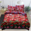 A bed with a poppy flower print duvet cover and pillowcases. Produktbild-Vorschau