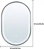 A product shot of an oval mirror with dimensions indicated. Produktbild-Vorschau