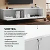 A white TV cabinet with books and decorative items on display, with text highlighting its features. Anteprima dell’immagine prodotto