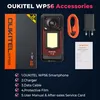 A flat lay of OUKITEL WP56 smartphone accessories, including the phone, box, charger, cable, and manual. Anteprima dell’immagine prodotto