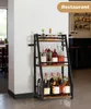 A wine rack filled with bottles of alcohol is placed next to a white wall in what appears to be a restaurant or bar setting. Produktbild-Vorschau