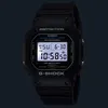 A close-up shot of a black Casio G-Shock digital watch with its LED backlight on. Produktbild-Vorschau