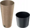 A tall, textured brown planter and a smaller black insert are shown against a white background. Anteprima dell’immagine prodotto
