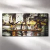 Wandbild Leinwand Bilder Wanduhr 60x30 Ölgemälde Boot Produktbild-Vorschau 2