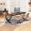 A modern home office setup with a large wooden desk, dual monitors, and office chairs. Podgląd zdjęcia produktu