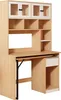 A light wood computer desk with a hutch and storage compartments. Produktbild-Vorschau