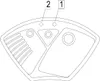 A line drawing of a corner sink with two basins and a drying rack. Produktbild-Vorschau