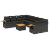 Design 9-tlg. Garten-Sofagarnitur mit Kissen Schwarz Poly Produktbild-Vorschau 2