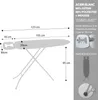 Diagram showing the dimensions and features of an ironing board. Anteprima dell’immagine prodotto