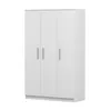 A white three-door wardrobe with silver handles, shown from the front-left. Produktbild-Vorschau