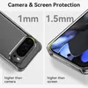 Close-up shots of a clear phone case demonstrating camera and screen protection. Produktbild-Vorschau