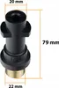 A close-up product shot of a black and gold adapter with dimensions indicated by orange lines and text. Produktbild-Vorschau