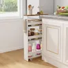 A slim rolling cart filled with jars of food and bottles of liquid is placed next to a kitchen counter. Podgląd zdjęcia produktu