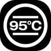 A graphic icon indicating a temperature of 95 degrees Celsius. Produktbild-Vorschau
