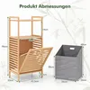 Étagère de salle de bain en bambou avec panier à linge Voir les images du produit 2