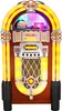 A retro-style jukebox with colorful lights. Produktbild-Vorschau